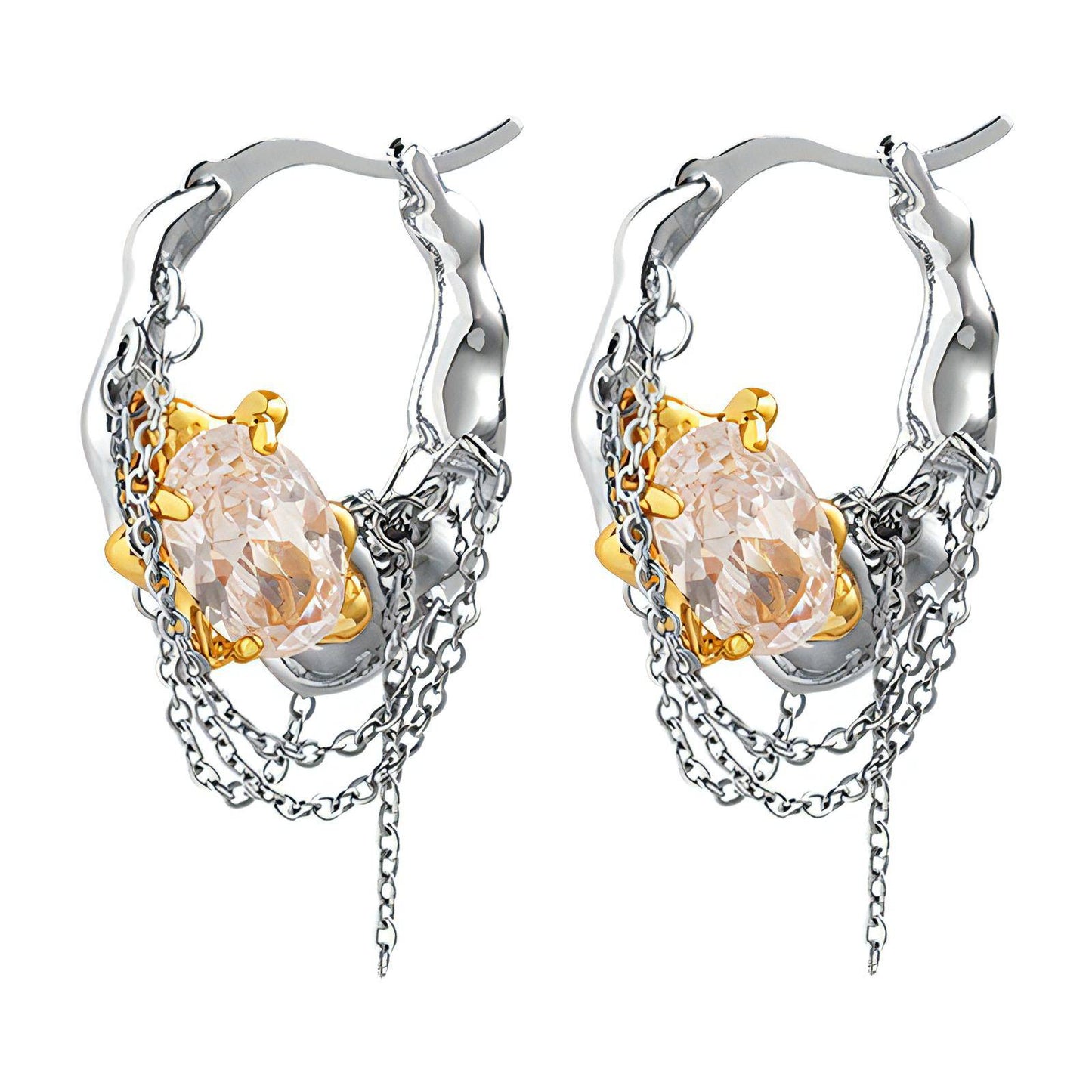 Silver Chain and Stone Earrings