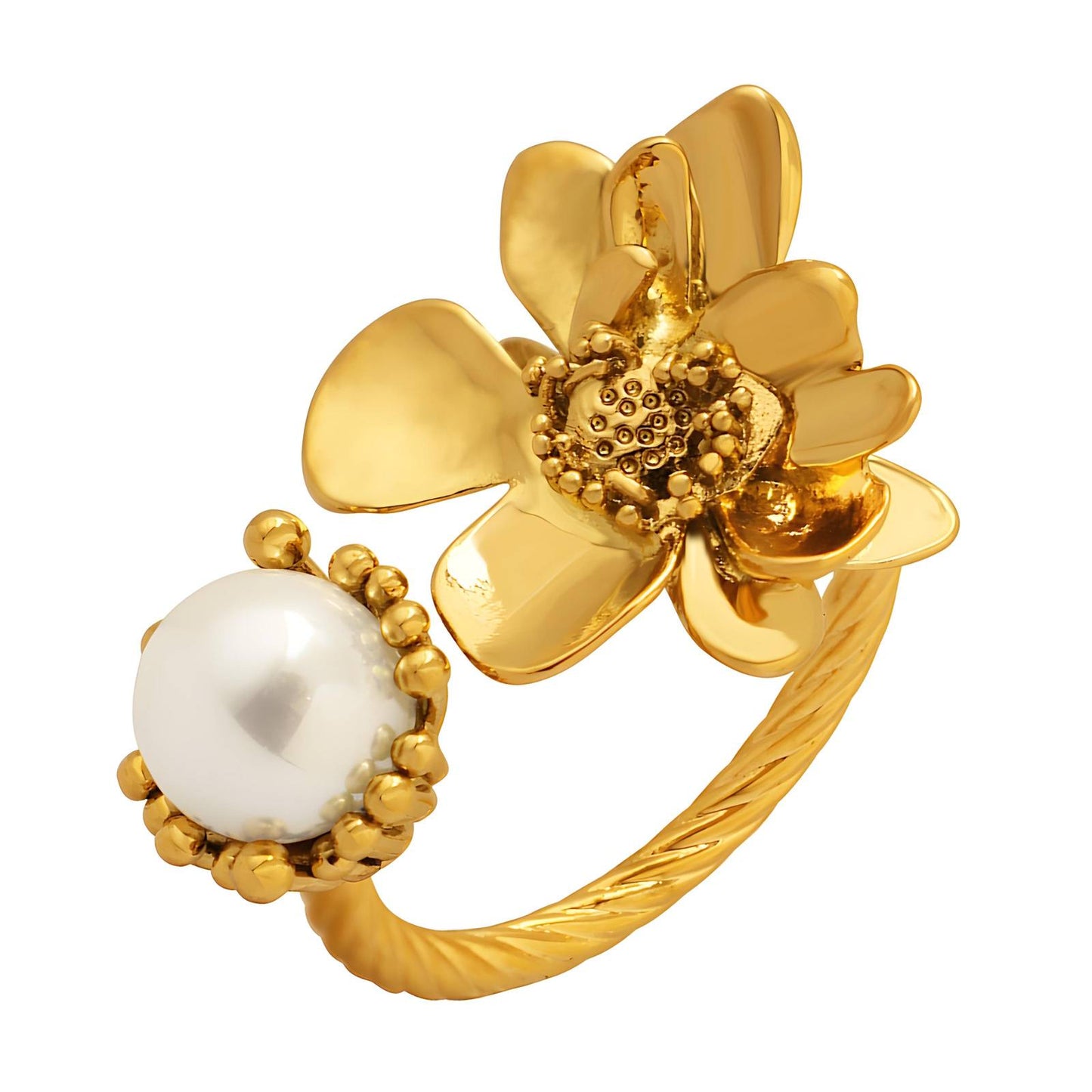 Flower and Pearl Ring