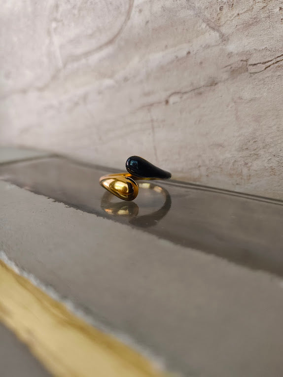 Black Enamel Gold Ring