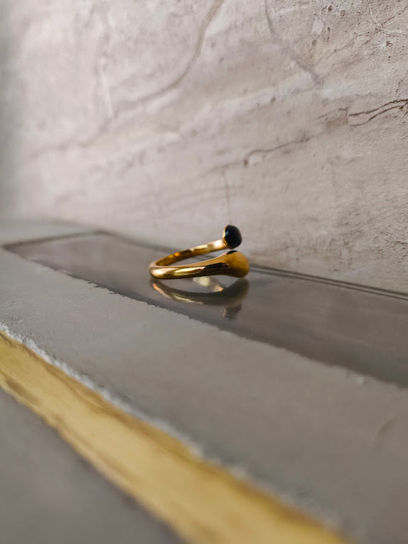 Black Enamel Gold Ring