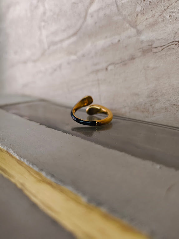 Black Enamel Gold Ring