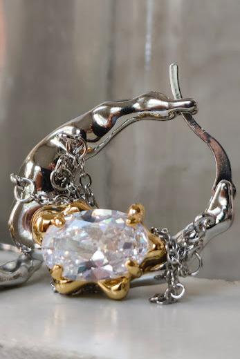 Silver Chain and Stone Earrings