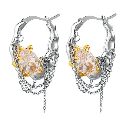 Silver Chain and Stone Earrings