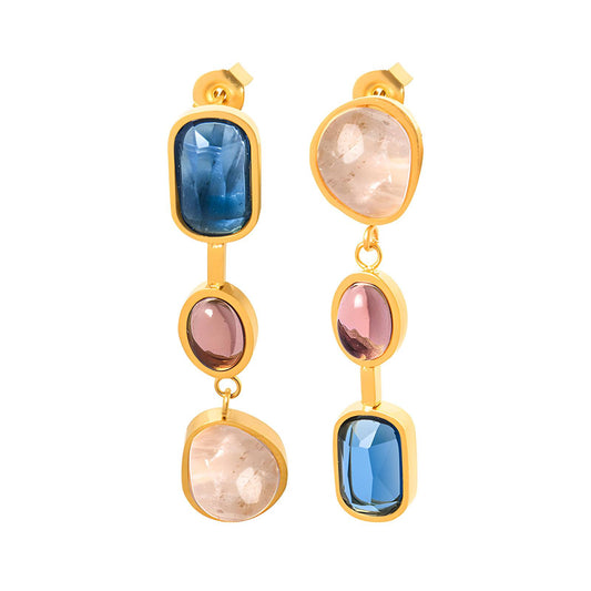 Colored Stones Drop Earrings