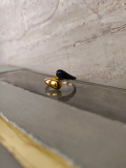 Black Enamel Gold Ring