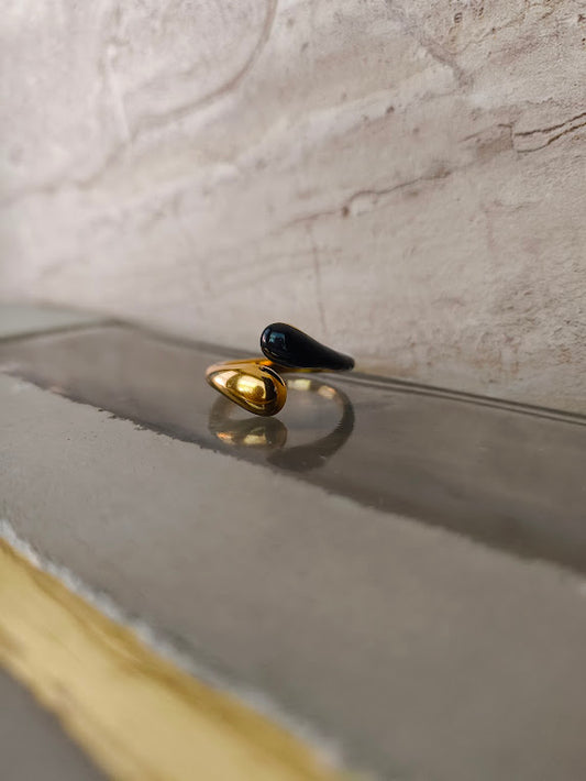 Black Enamel Gold Ring