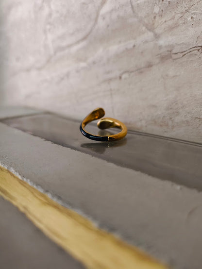 Black Enamel Gold Ring