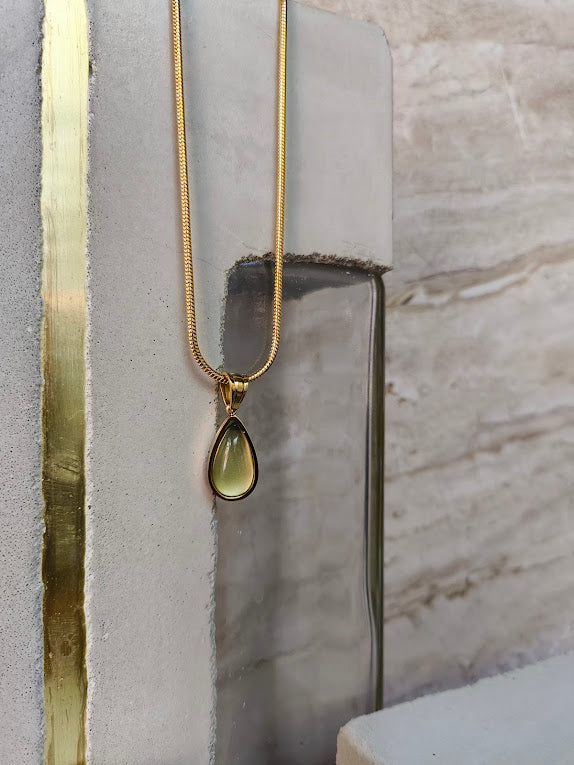 Tear Drop Pendant Gold Necklace
