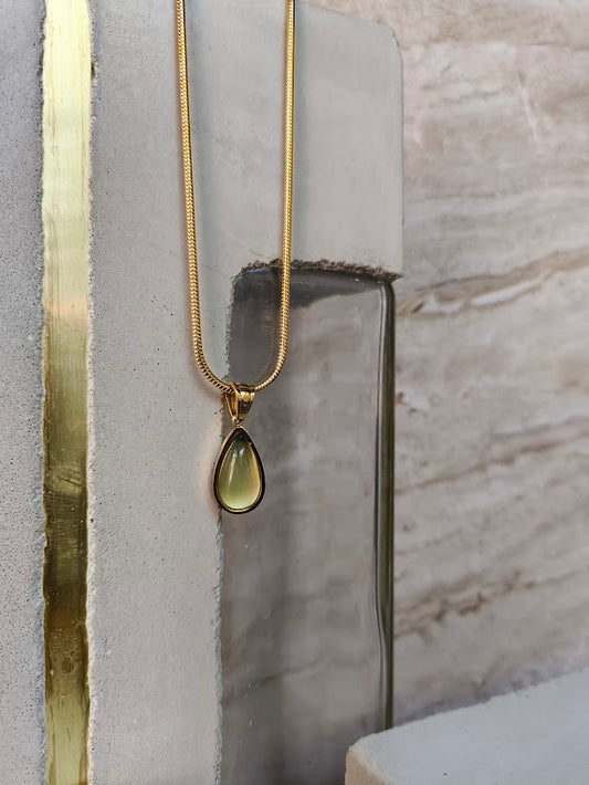 Tear Drop Pendant Gold Necklace